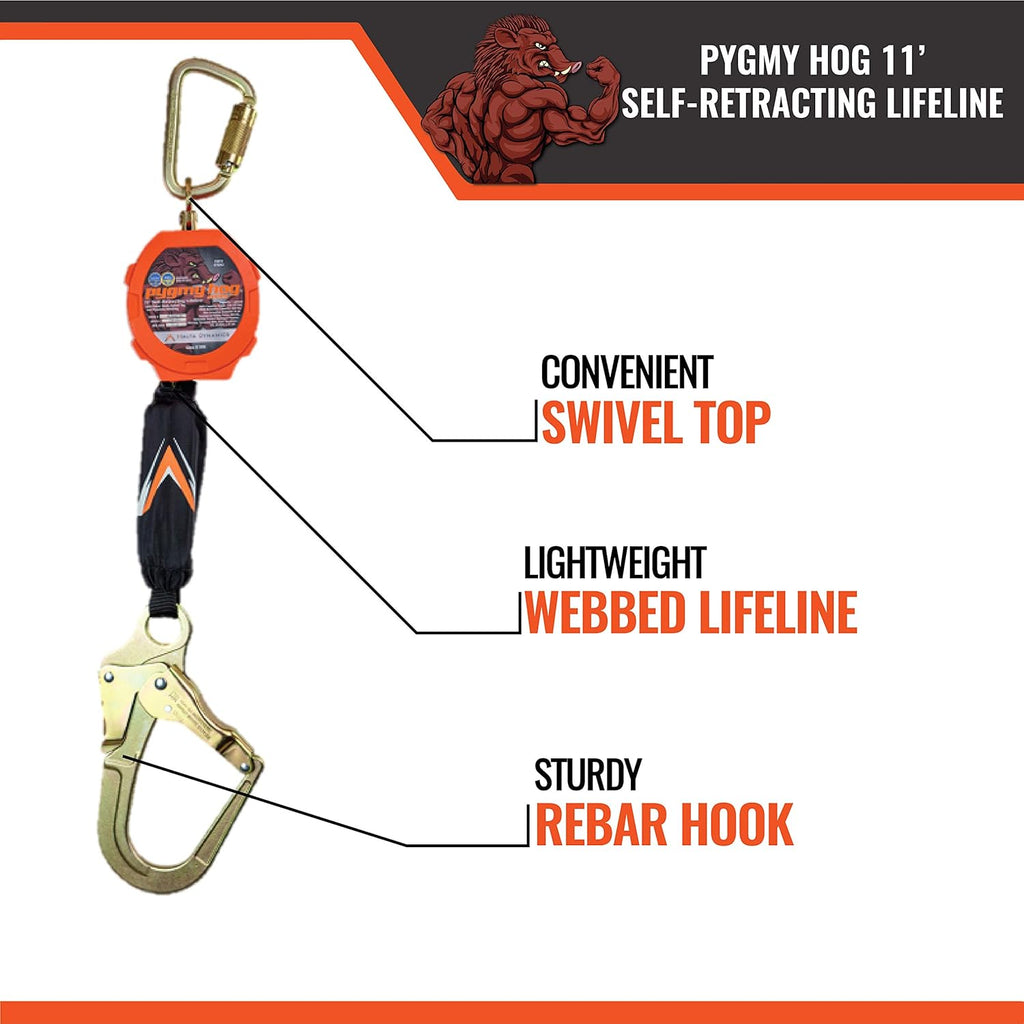 11' Web Self Retracting Lifeline with Rebar Hook T901