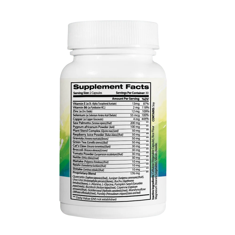 Saw Palmetto & Pygeum Africanum Supplement with Vitamins, Mineral & Herbal Extracts, 60 Capsules K94505