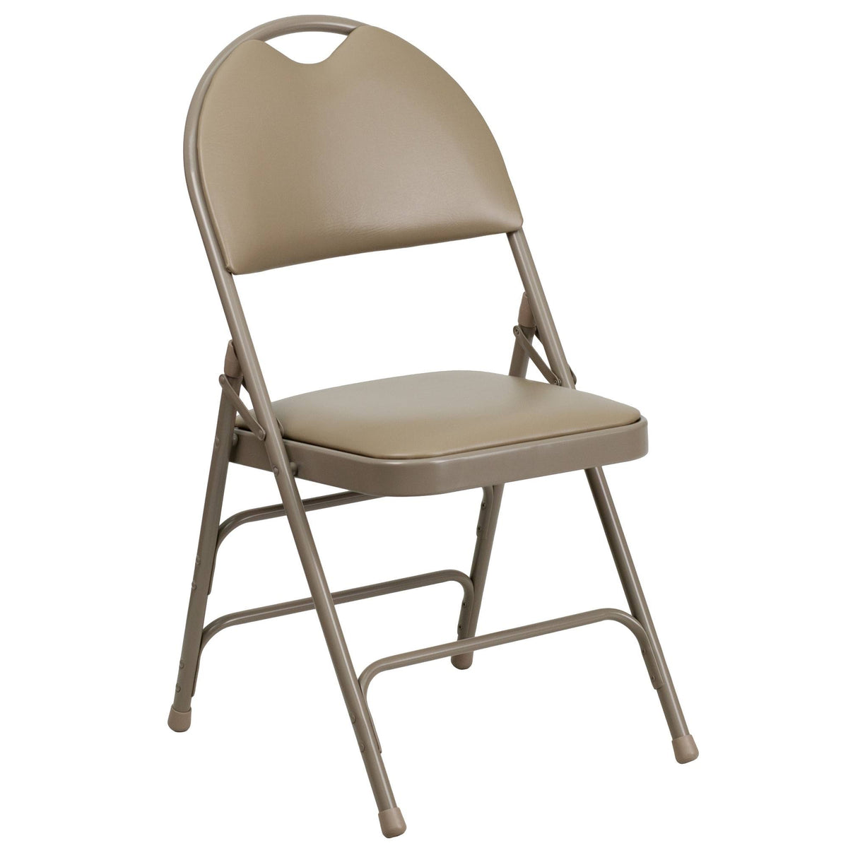Beige Vinyl Metal Folding Chair T4535