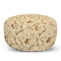 Beige/Light Brown Round Pouf Ottoman Z8670