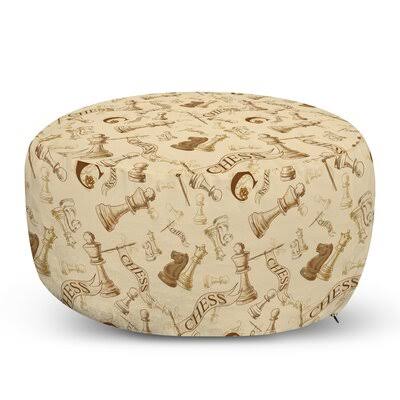 Beige/Light Brown Round Pouf Ottoman Z8670