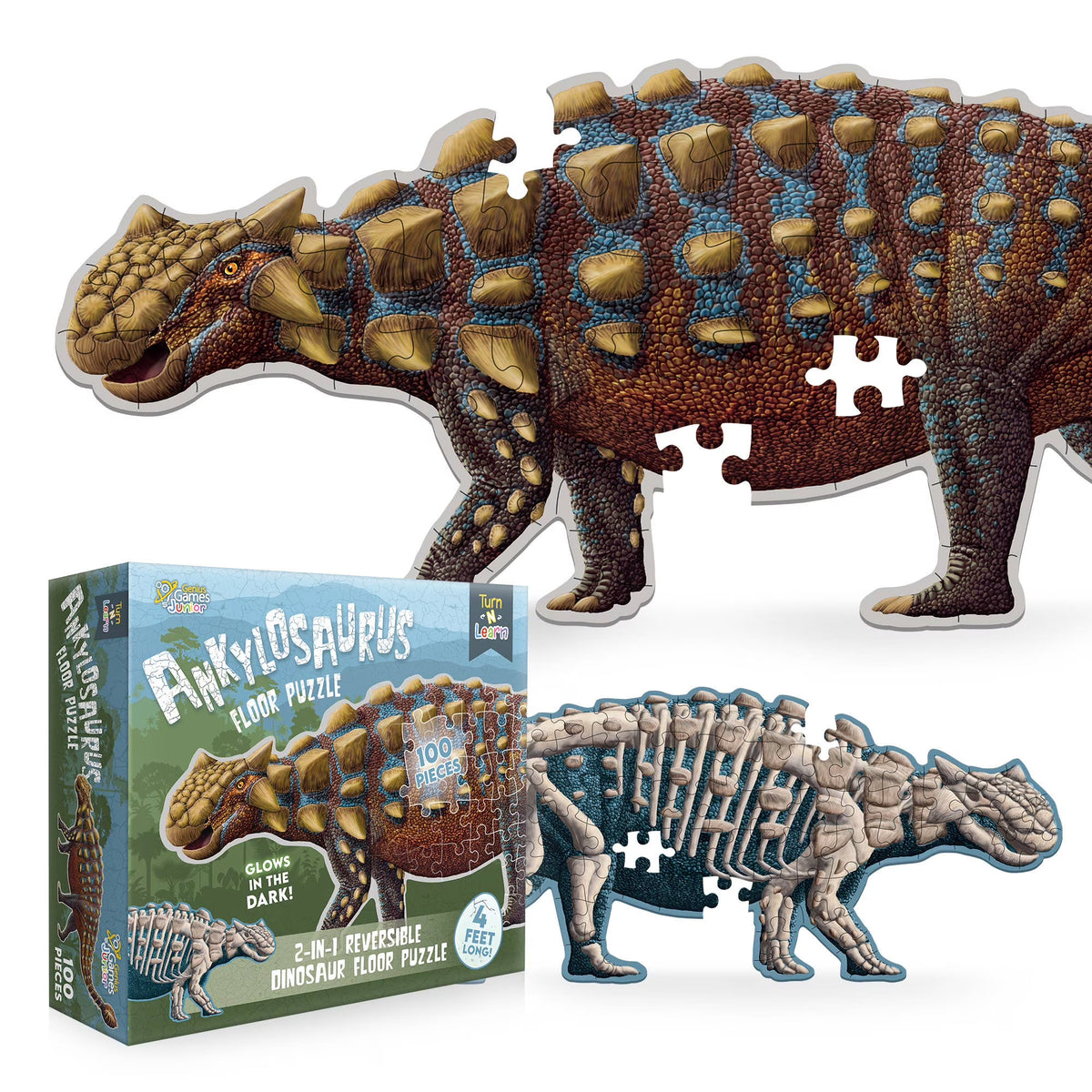 100-Piece Double Sided Glow-in-The-Dark Dinosaur Jigsaw Puzzle J536