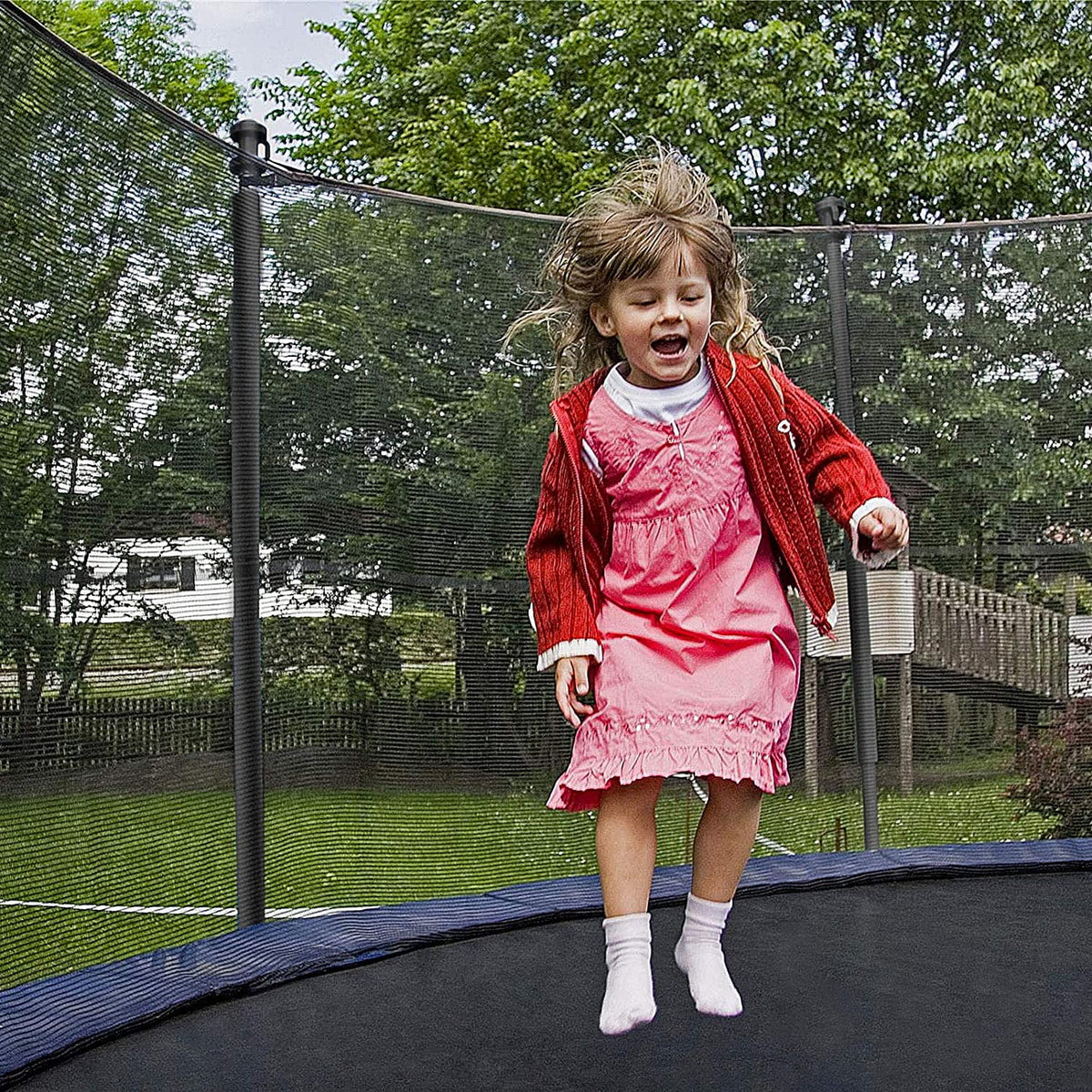 10 ft Trampoline with Enclosure and Wind Stakes, Blue M3763
