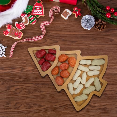 2Pcs Christmas Tree Shaped Wooden Serving Platters P88315