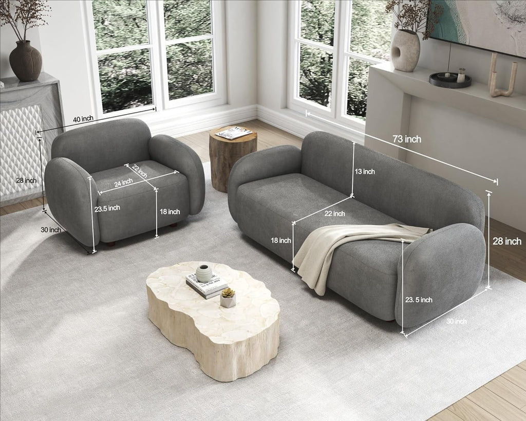 Boucle Sofa 3 Piece Set Grey P323