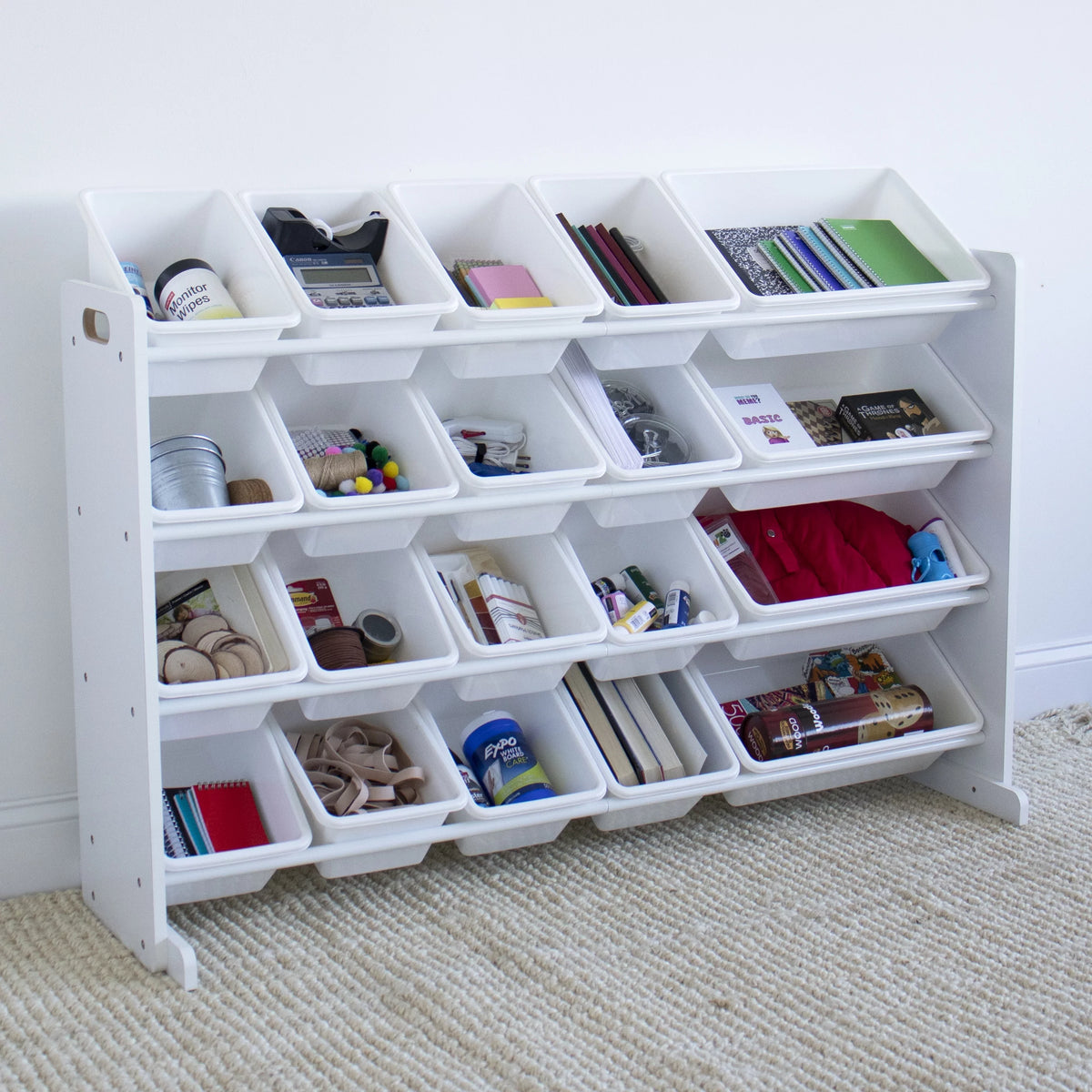 White Extra Large Toy Storage Organizer with 20 Storage Bins U5989