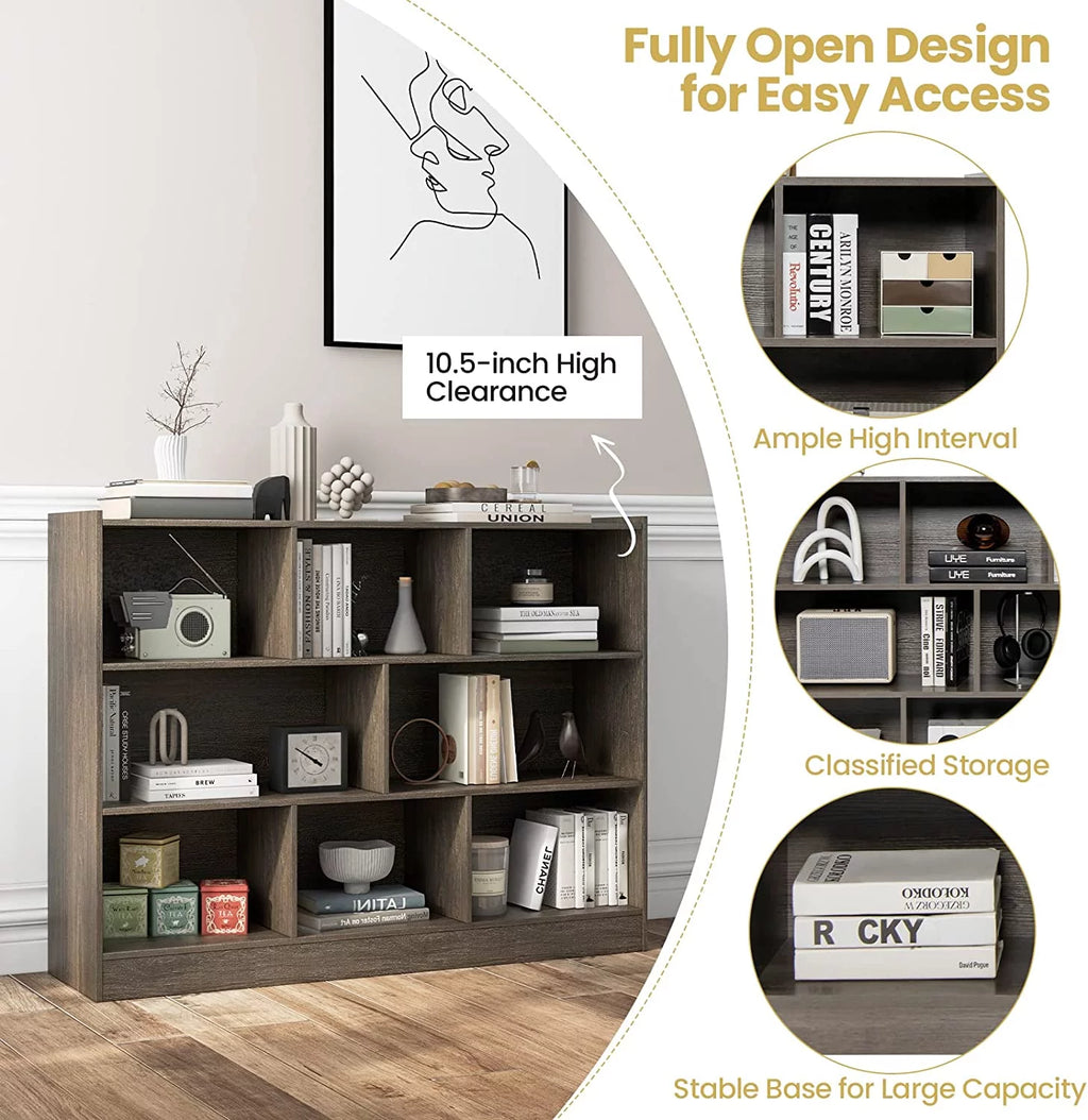 3 Tier 8 Cube Wood Storage Bookcase I85636