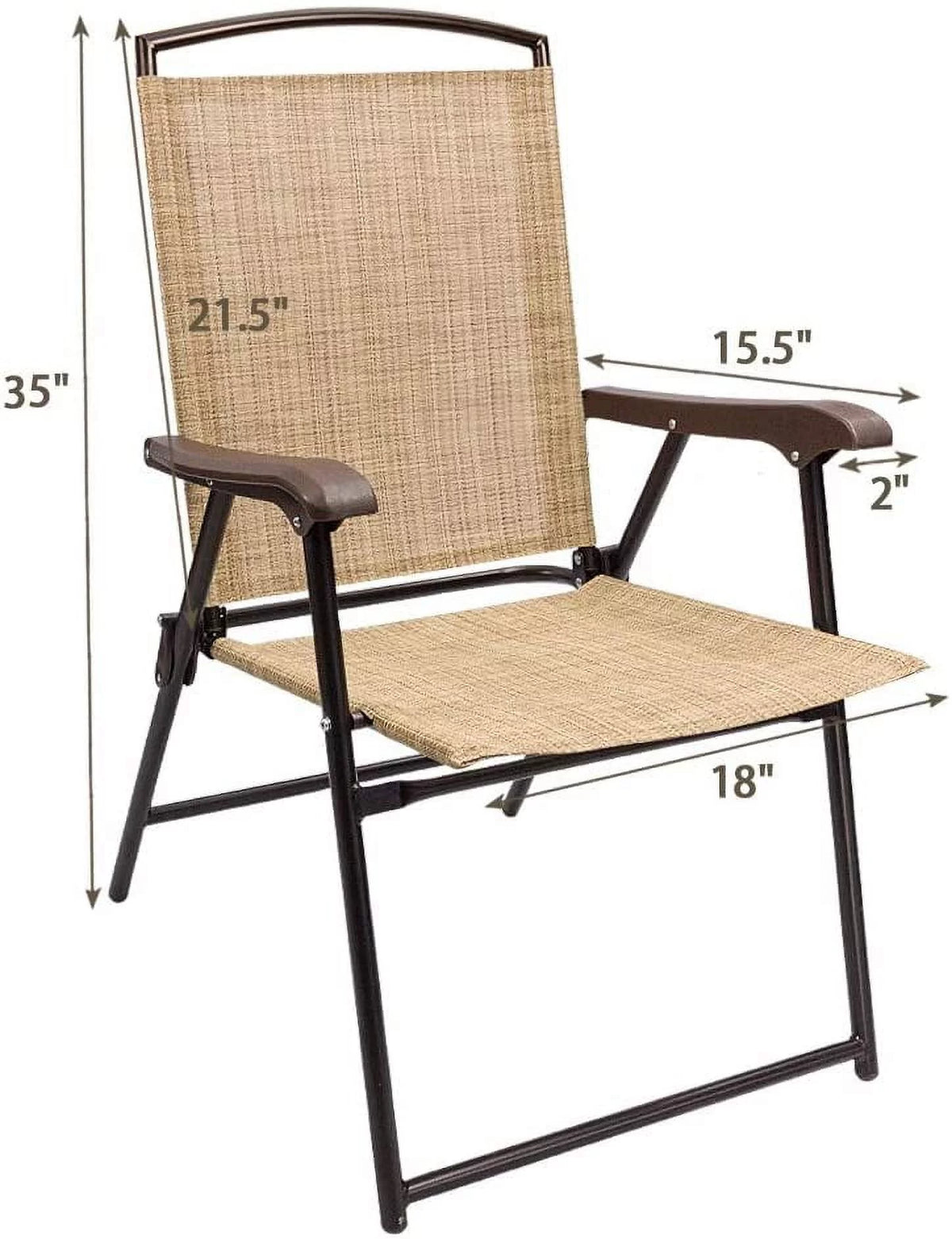 Beige Set of 2 Folding Sling Chair K8801