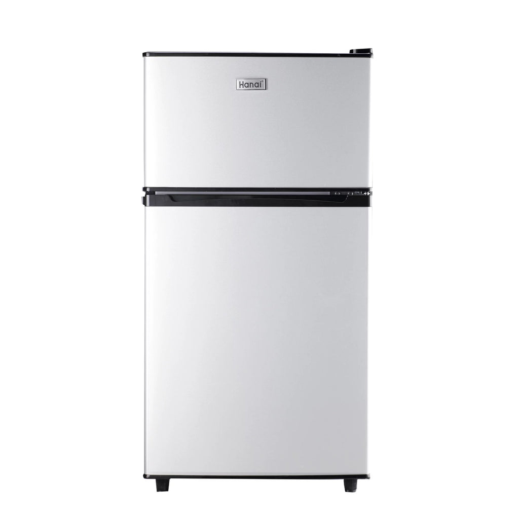Two Door Mini Fridge with Freezer, 3.5 Cu ft, Black I125