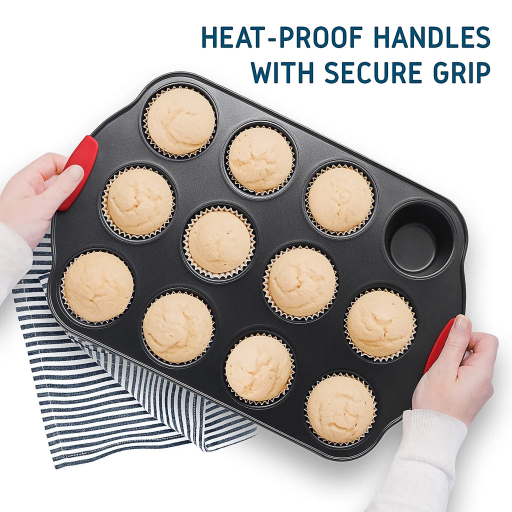 15 PC Nonstick Carbon Steel Bakeware Set with Silicone Handles T17414