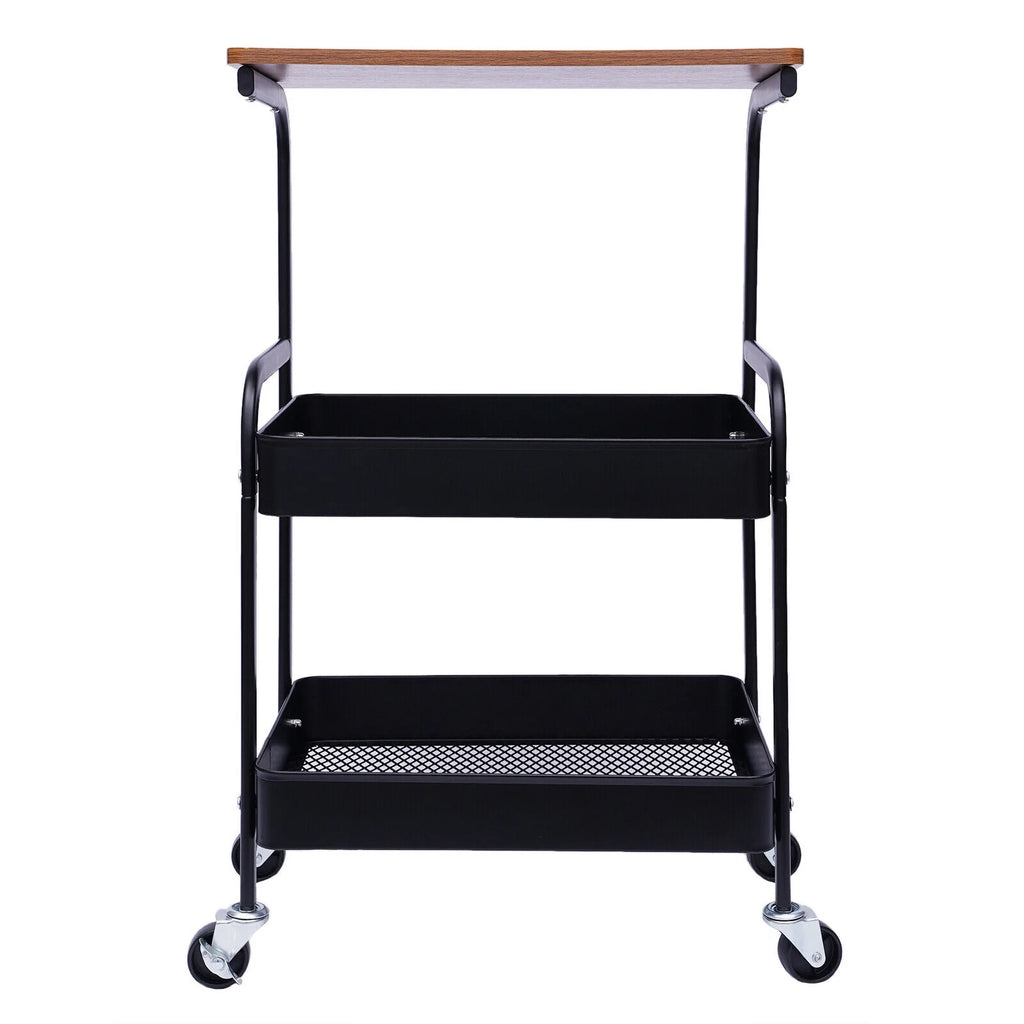3 Tier Rolling Printer Cart with Wheel (Black+Brown) C6754