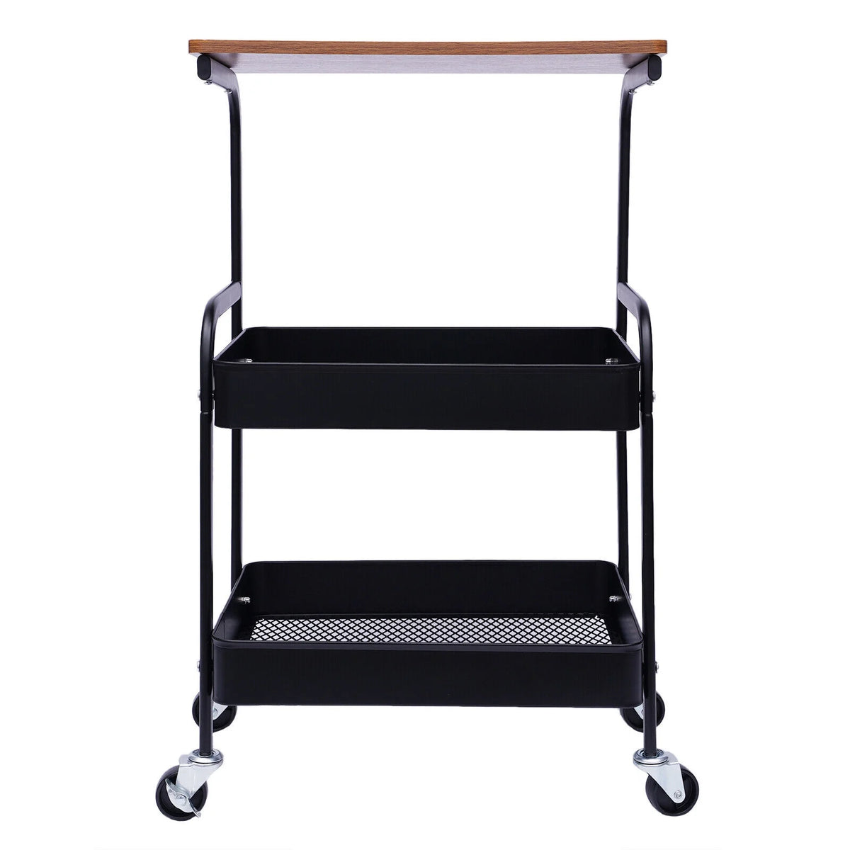 3 Tier Rolling Printer Cart with Wheel (Black+Brown) C6754