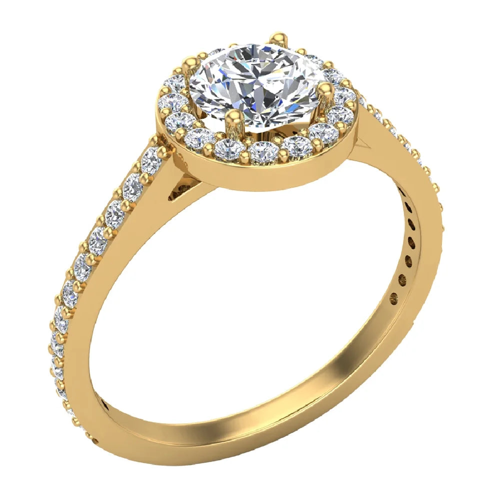 1.48 CT GIA Certified Round Brilliant Diamond Halo Engagement Ring 14K Gold K674630