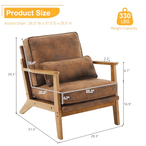 Brown Accent Chair with Lumbar Pillow K26911