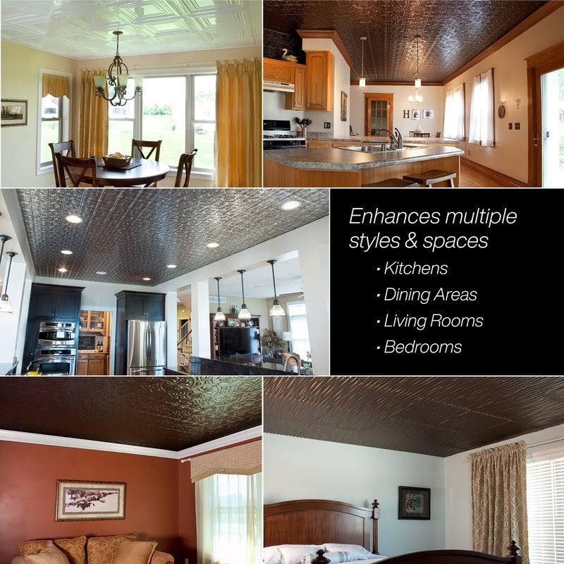 Moonstone Copper Decorative Vinyl Glue Up Ceiling Tile 5 Pack M96703