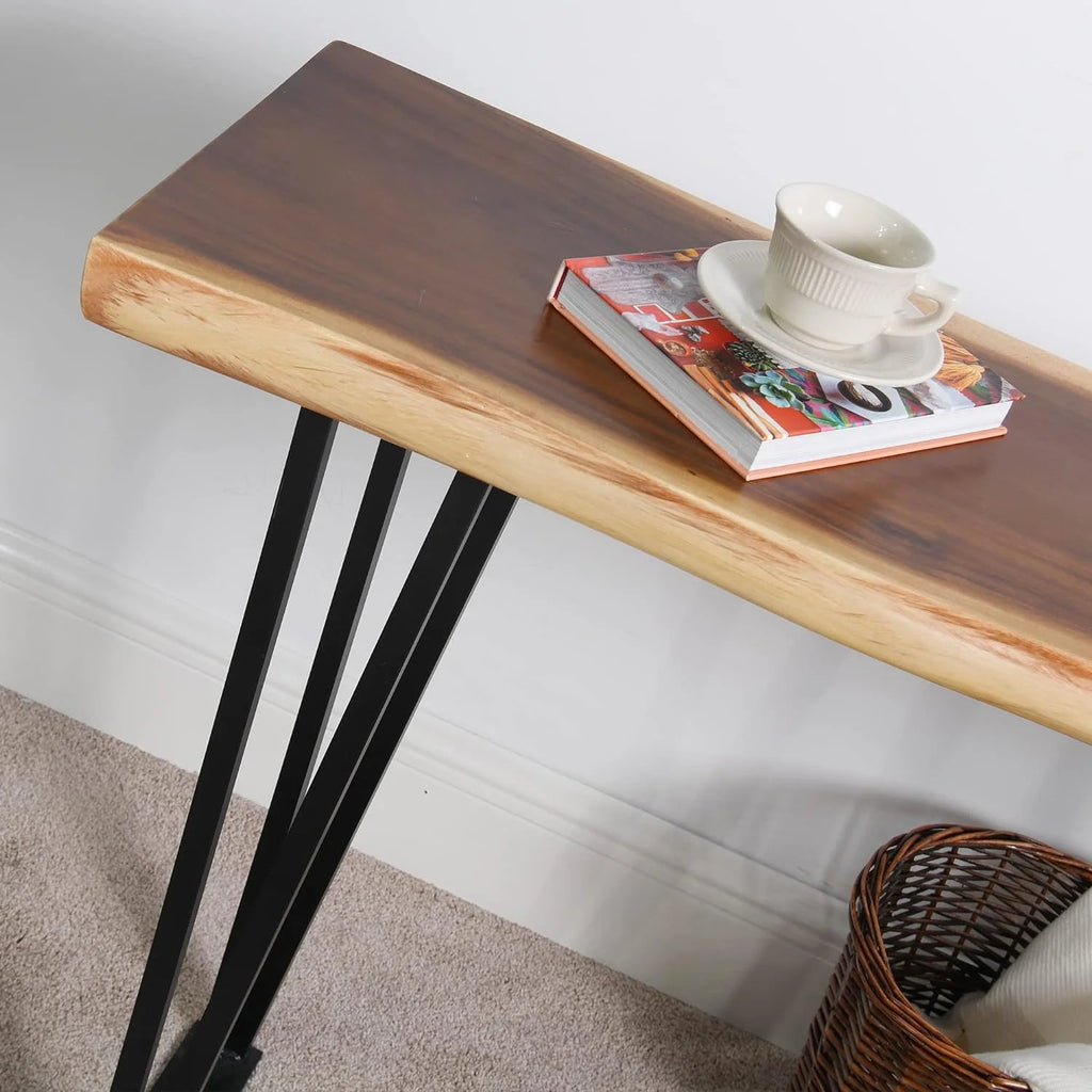 Solid Wood Console Table with Metal Legs U9407