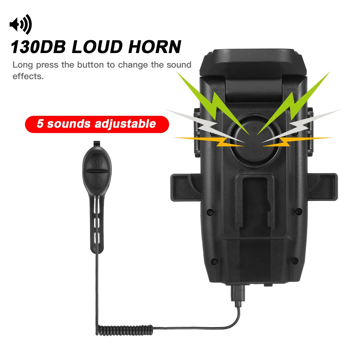 Front and Rear 4 in 1 USB Rechargeable Waterproof Headlight with Phone Holder Horn Z826494