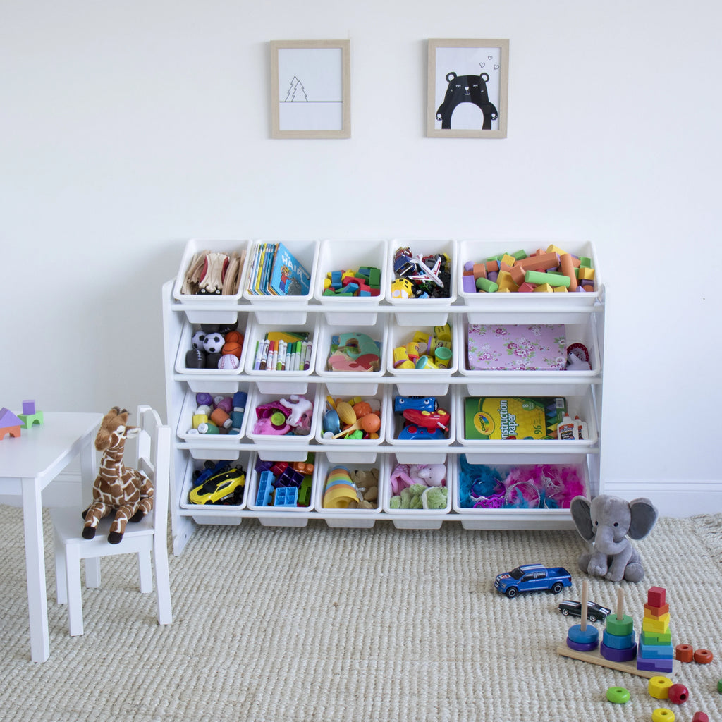 White Extra Large Toy Storage Organizer with 20 Storage Bins U5989