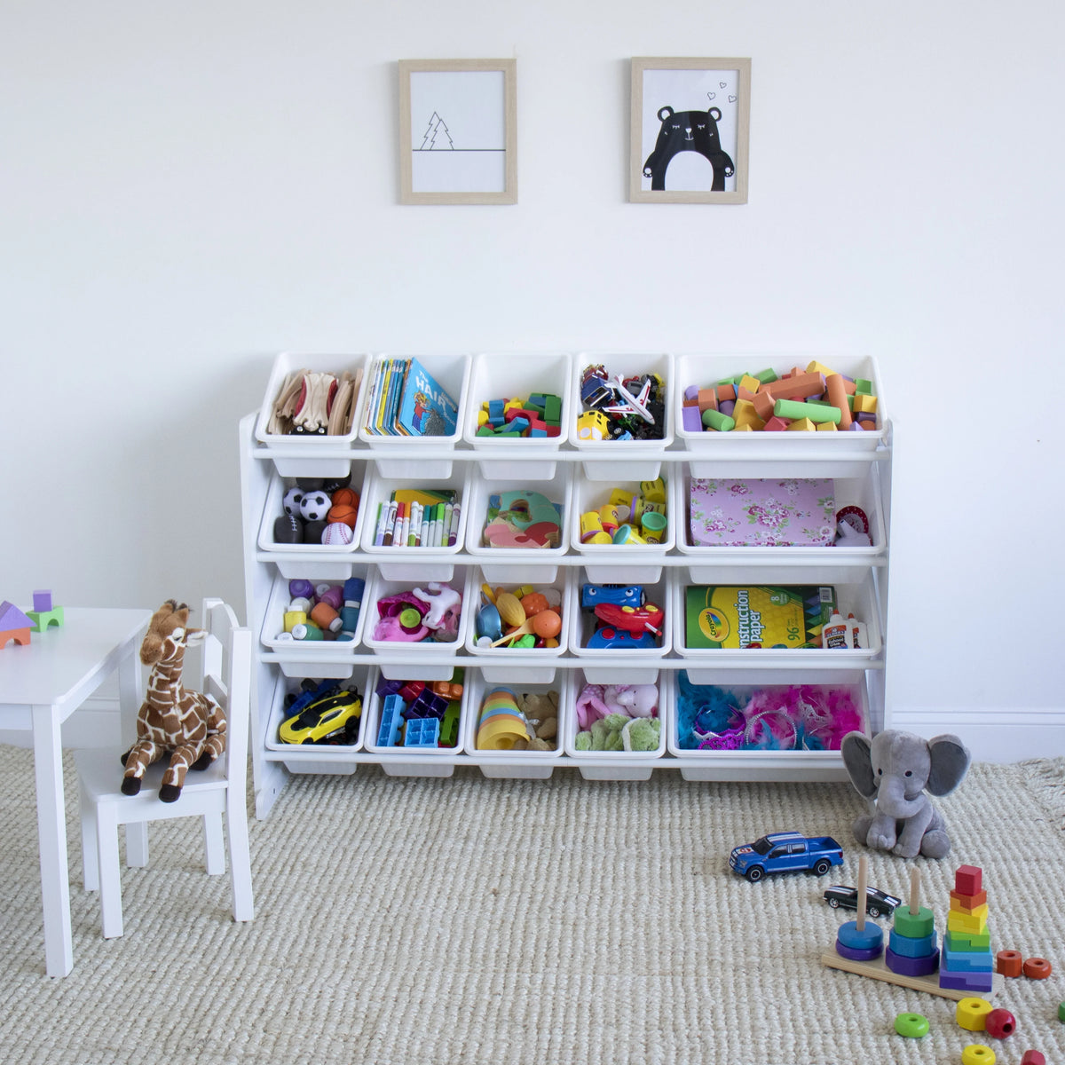 White Extra Large Toy Storage Organizer with 20 Storage Bins U5989