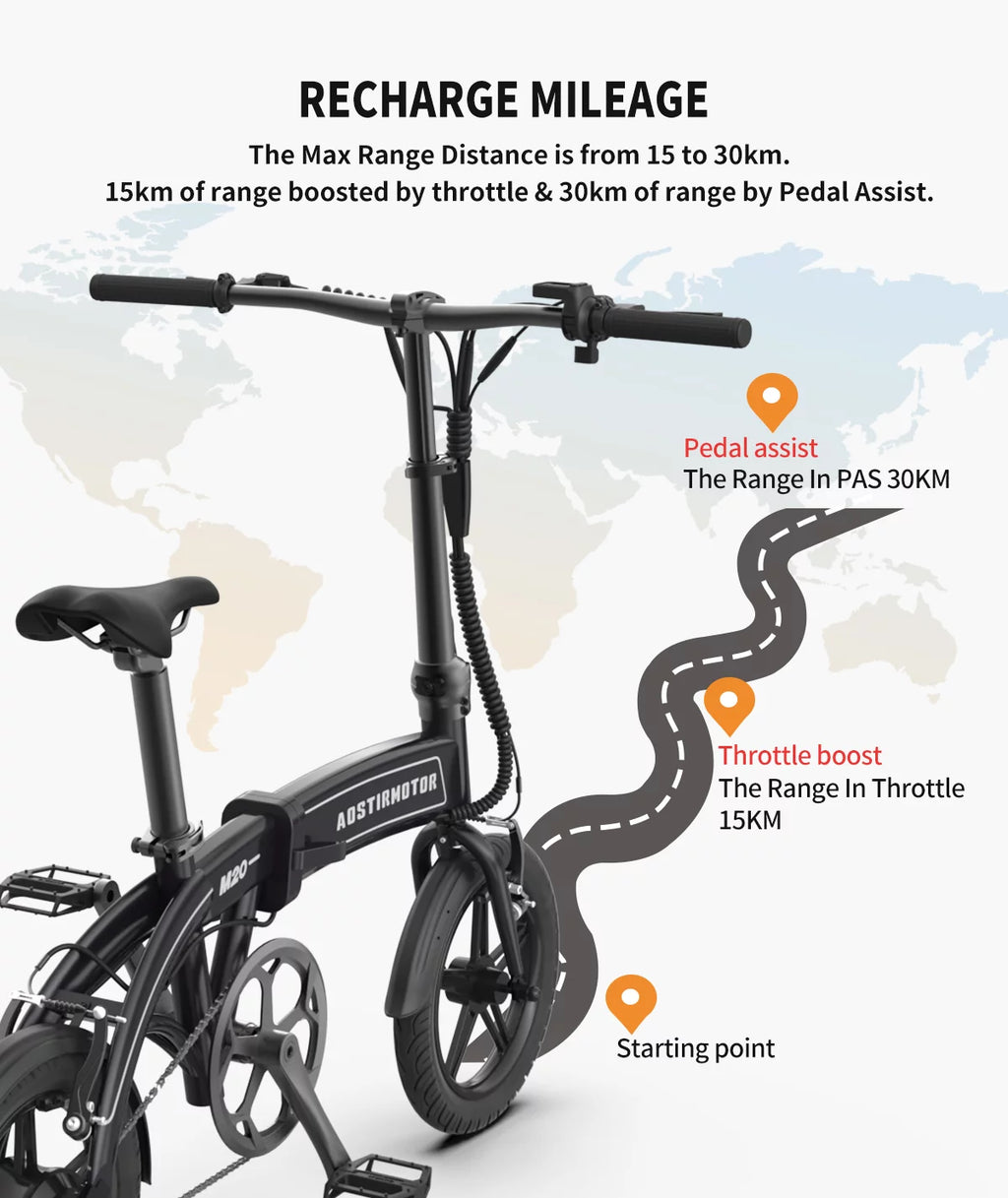 14 Electric Bike, 350W 7.5Ah/36V Lightweight Folding Electric Bicycles (White) V7425