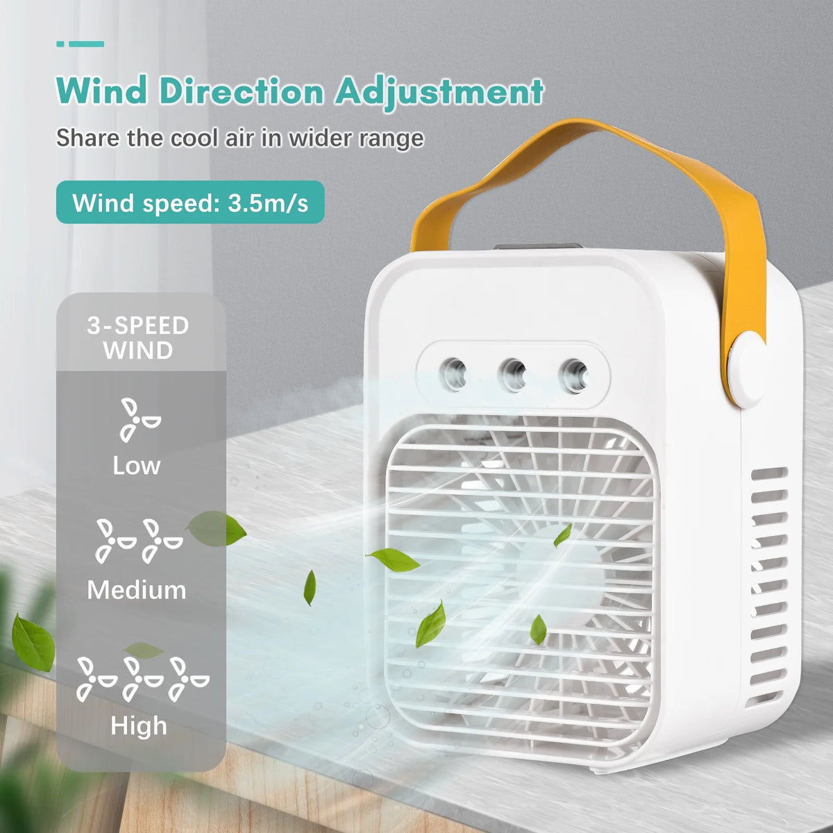 Portable Air Cooling Fan with LED Light 3 Wind Speeds J5657