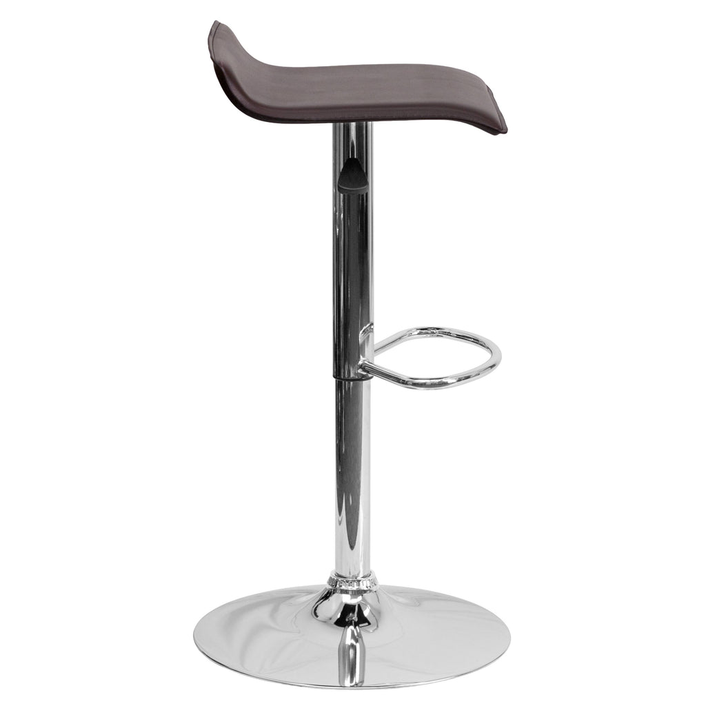 Black Vinyl Adjustable Height Barstool with Chrome Base D32740