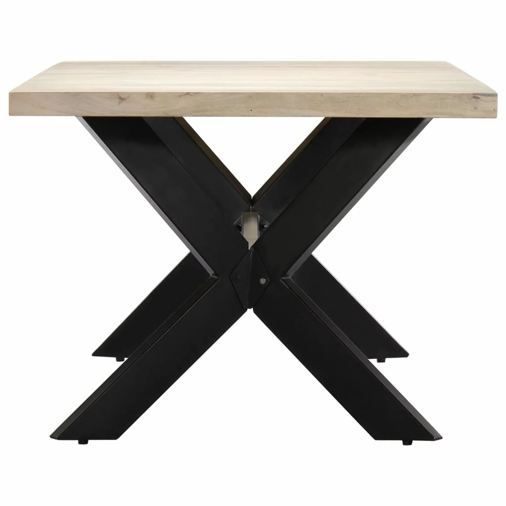 Modern Dining Table Mango Wood Tabletop Steel Frame 55.1 Inches Z73039
