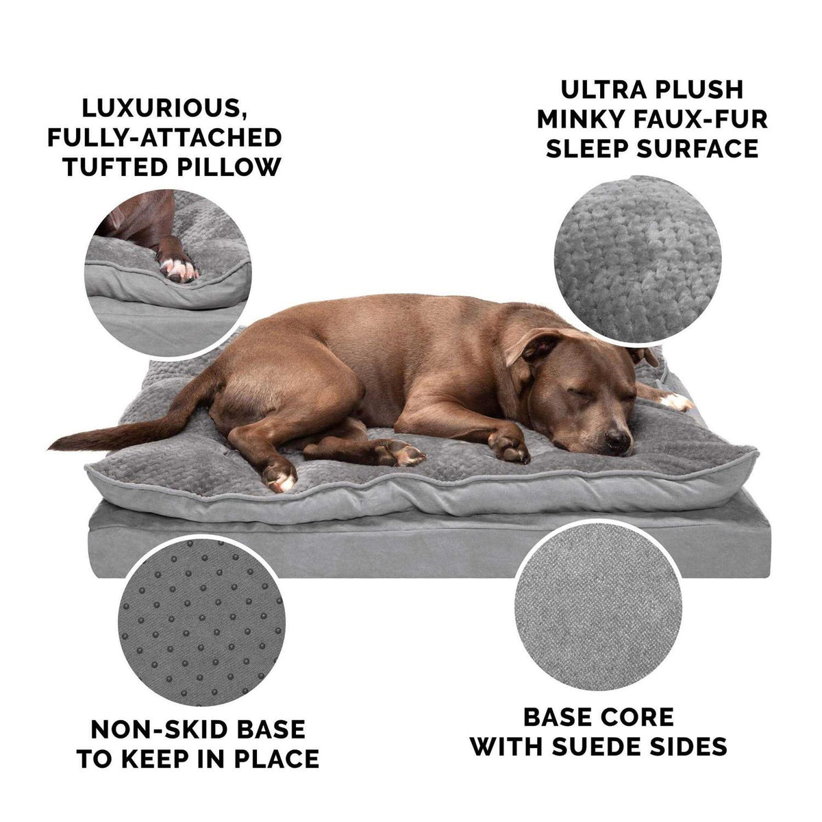 Mink Fur & Suede Pillow-Top Orthopedic Dog Bed O954900