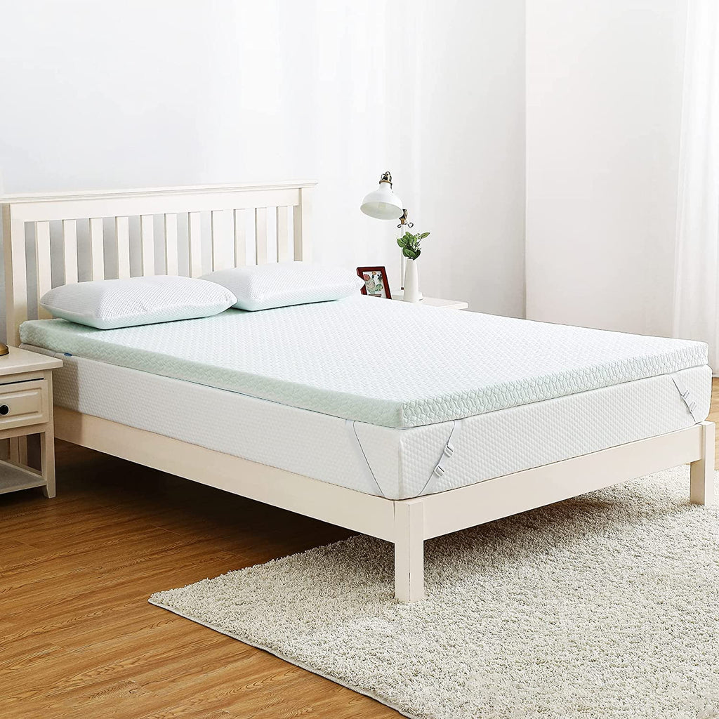3 Inch Green Tea Memory Foam Mattress Topper with Zippered Bamboo Cover Y2298