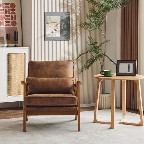 Brown Accent Chair with Lumbar Pillow K26911
