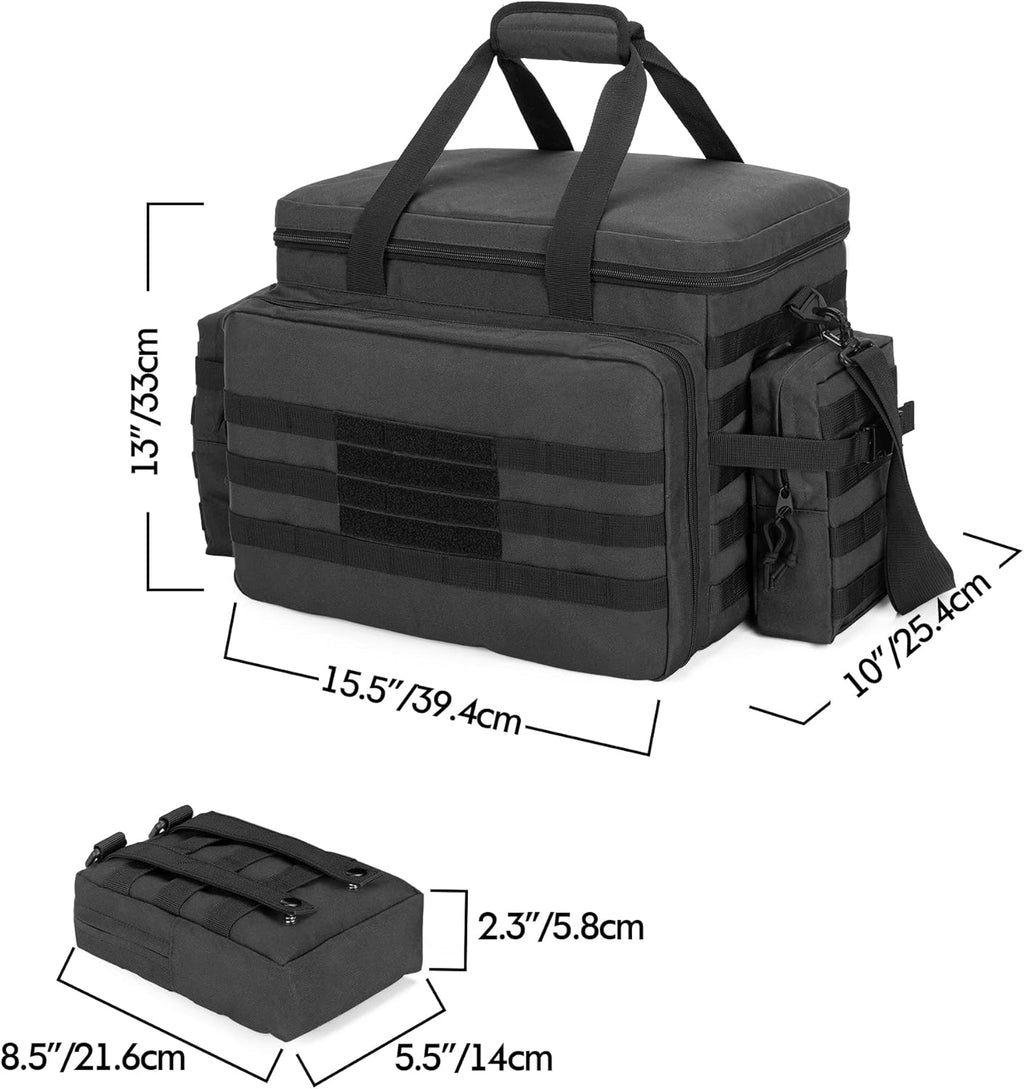 Black Patrol Duty Bag with 2 Detachable MOLLE Pouches & Laptop Layer L125