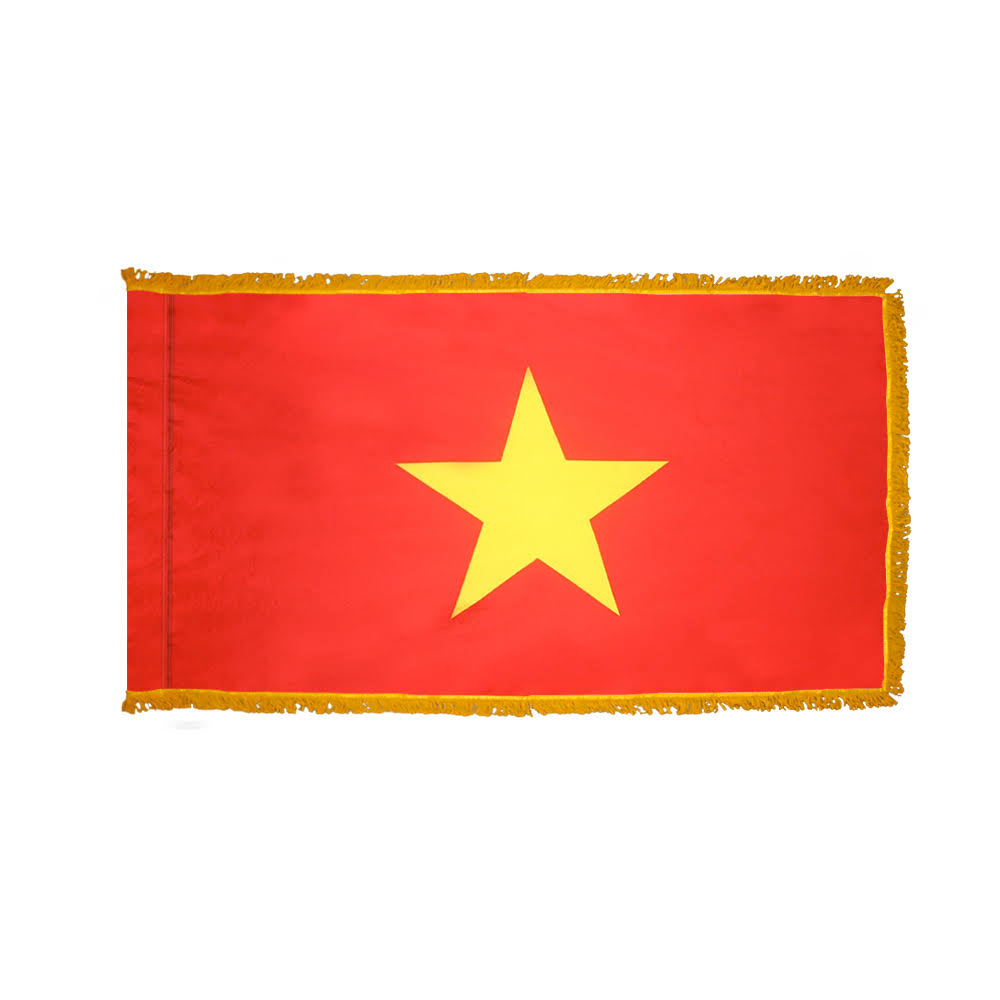 3ft. x 5ft. Vietnam Flag with Side Pole Sleeve and Fringe N97810