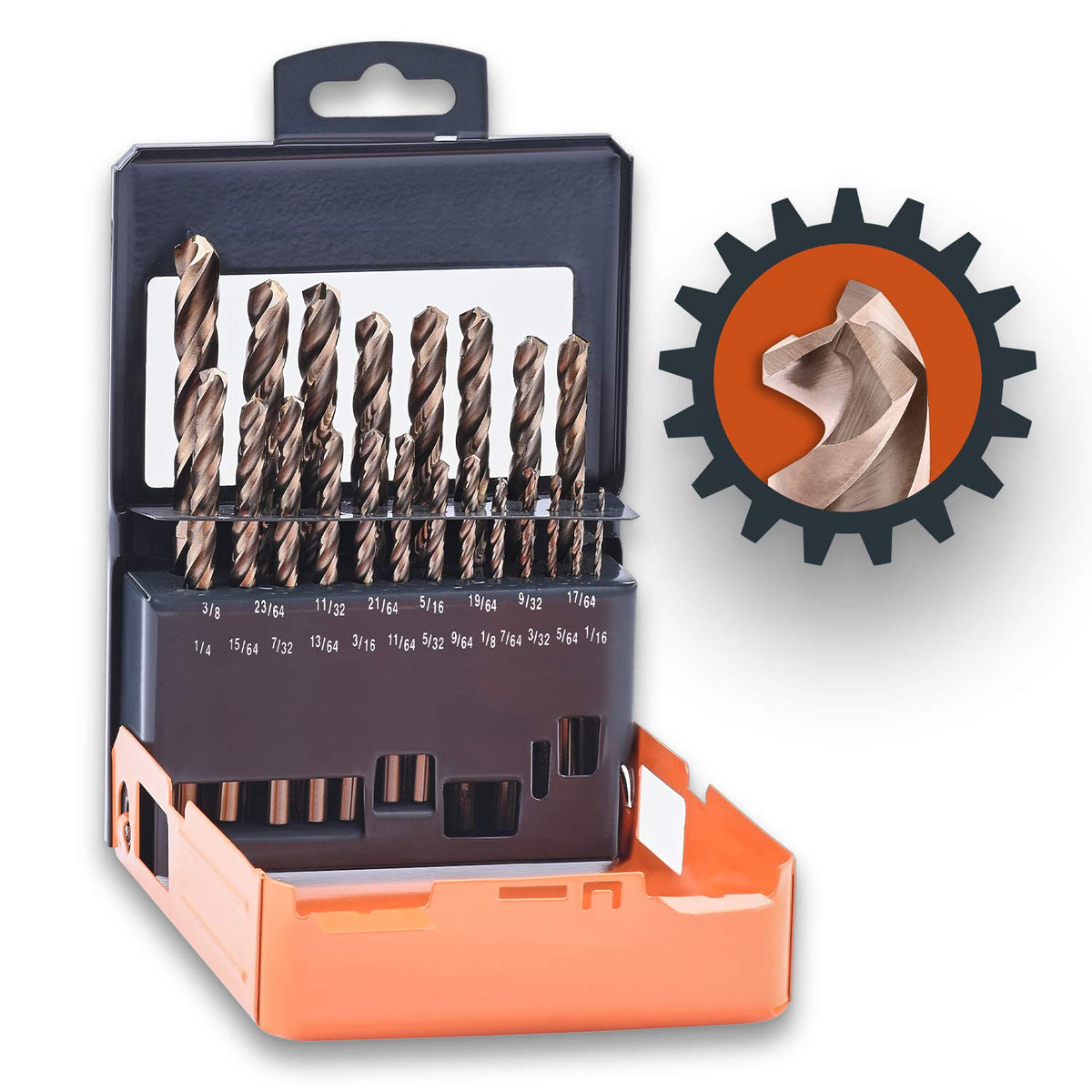 21PCS HSS Cobalt Drill Bits Set 1/16 to 3/8 Three Flute Z1727