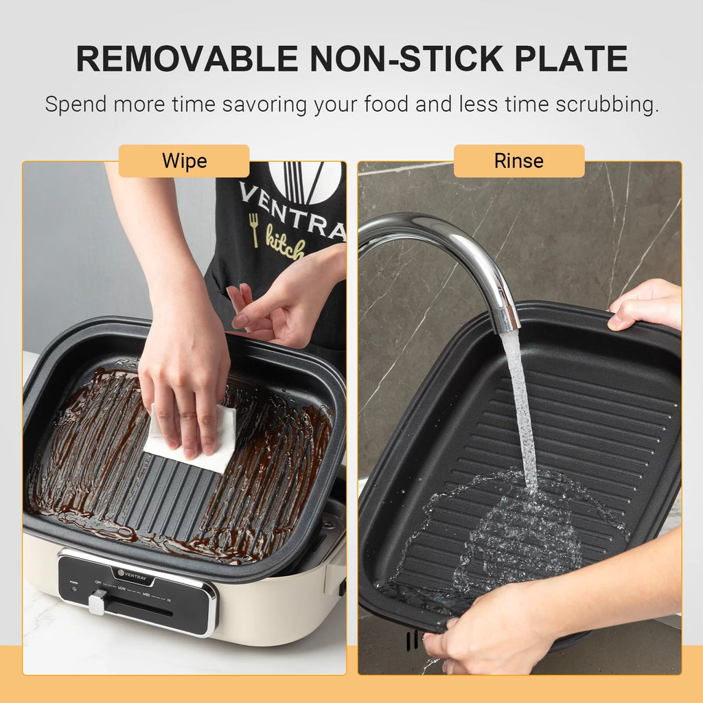 Electric Indoor Grill Portable Korean BBQ Nonstick 1200W White S582