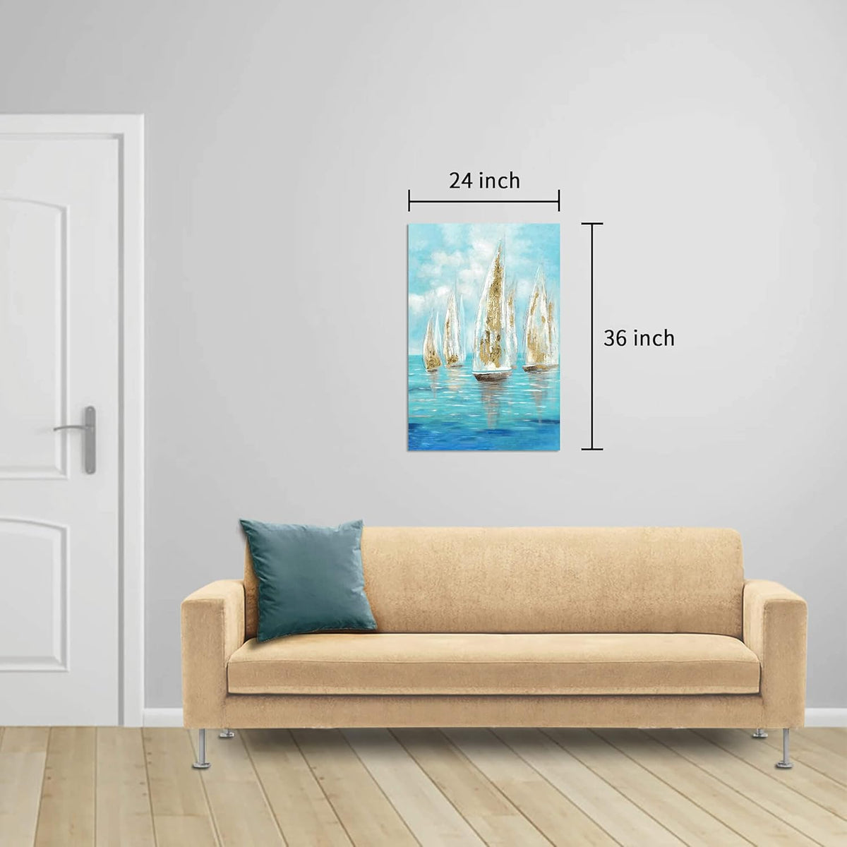 36 x 24 Hand-Painted Textured Canvas Wall Art Z3111