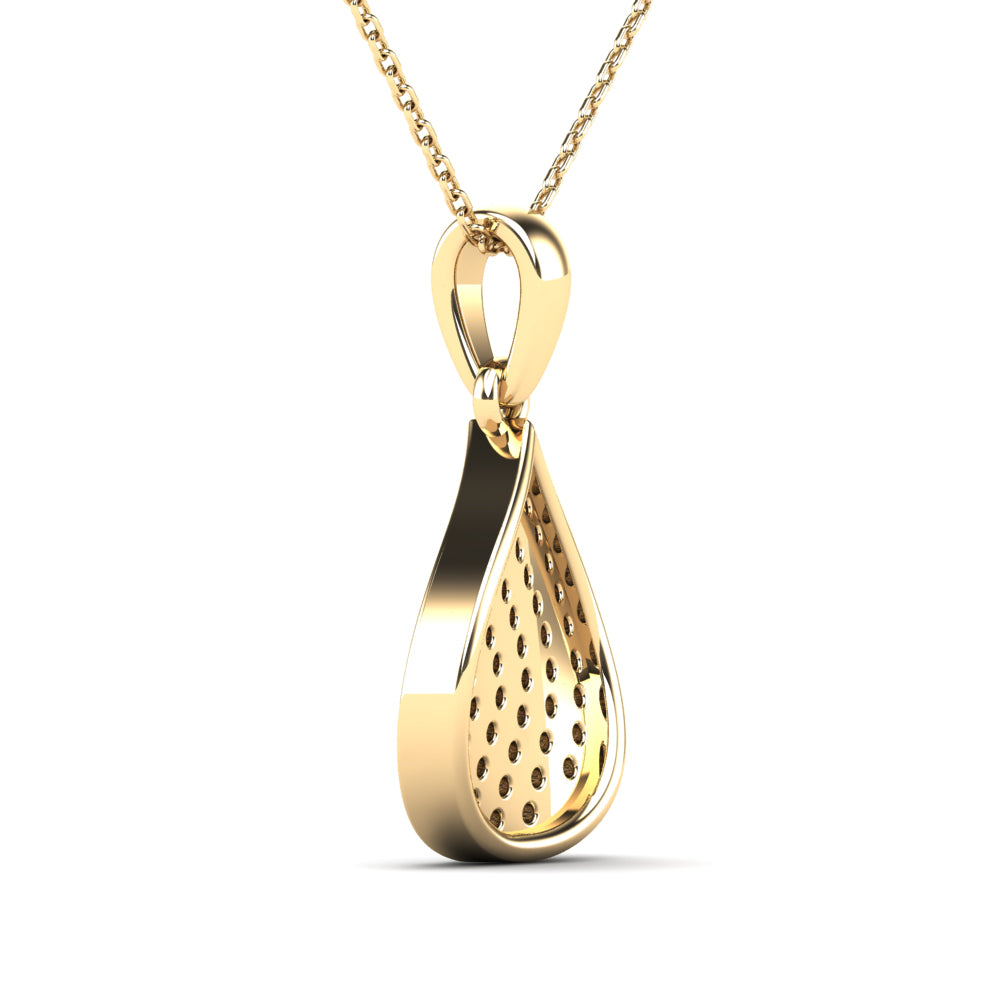 10K Yellow Gold Diamond Teardrop Pendant Necklace J85941