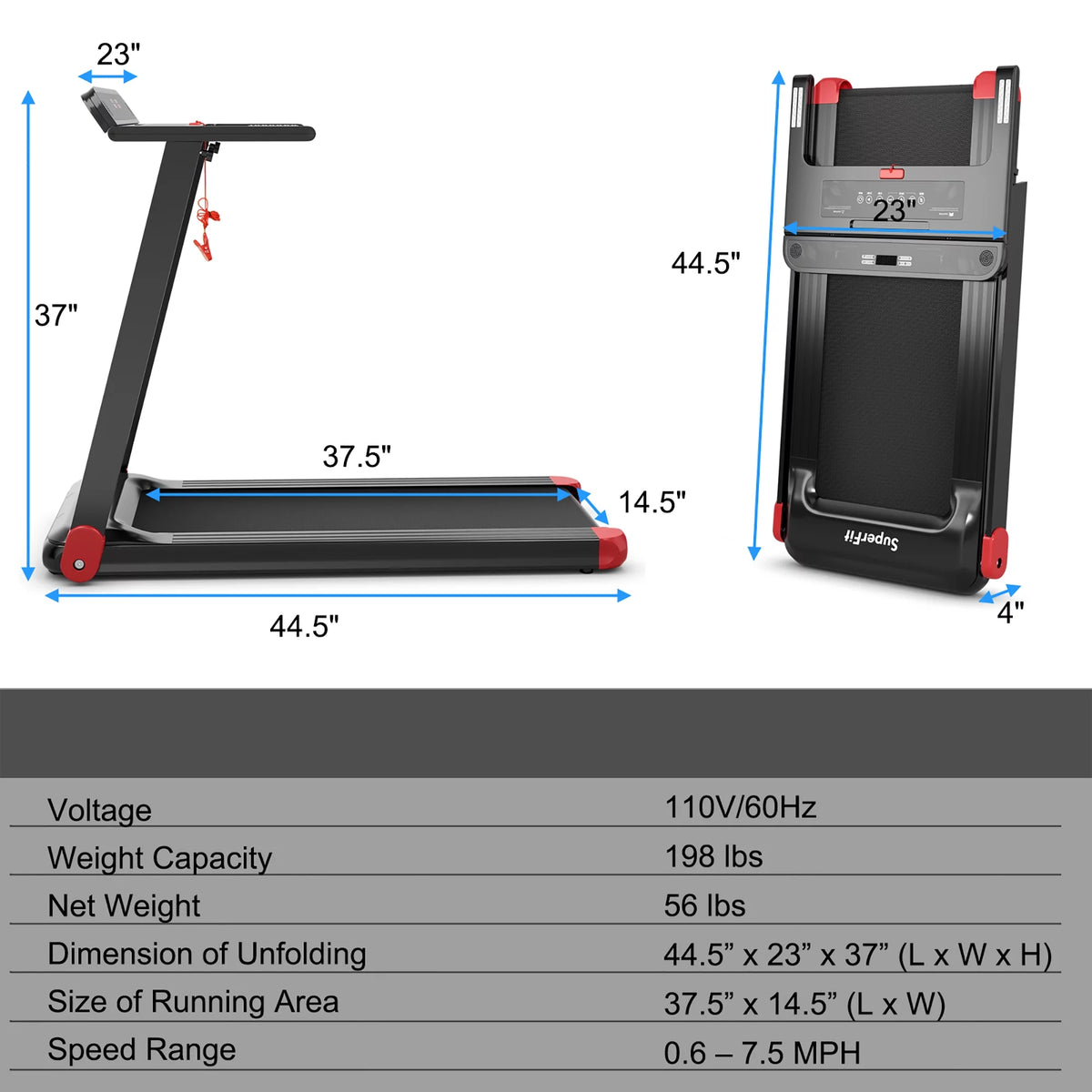 Electric Treadmill Compact Walking Running Machine I51479