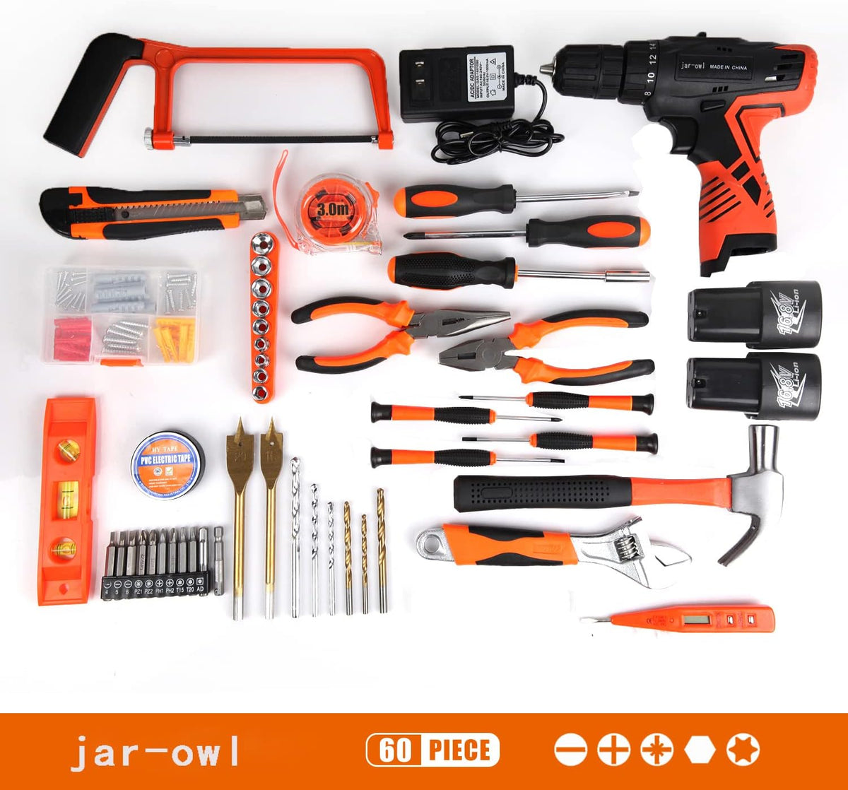 60pcs Cordless Drill Tool Set with Toolbox P36466