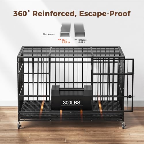 48" 38" Dog Crates with 4 Lockable Wheels, Removable Door and Tray D883