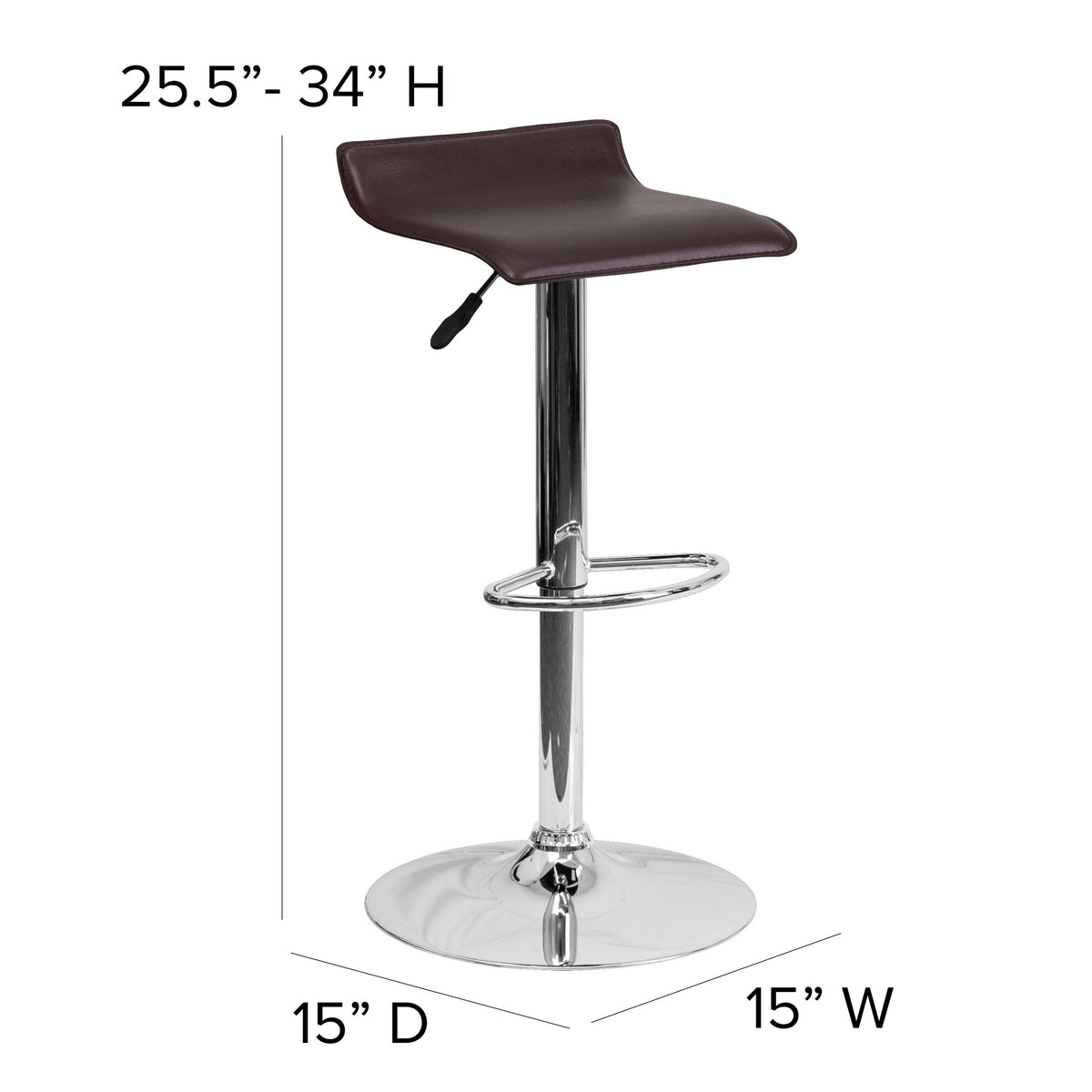 Black Vinyl Adjustable Height Barstool with Chrome Base D32740