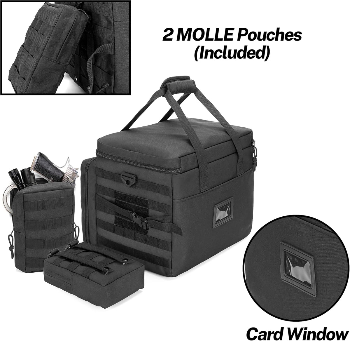 Black Patrol Duty Bag with 2 Detachable MOLLE Pouches & Laptop Layer L125