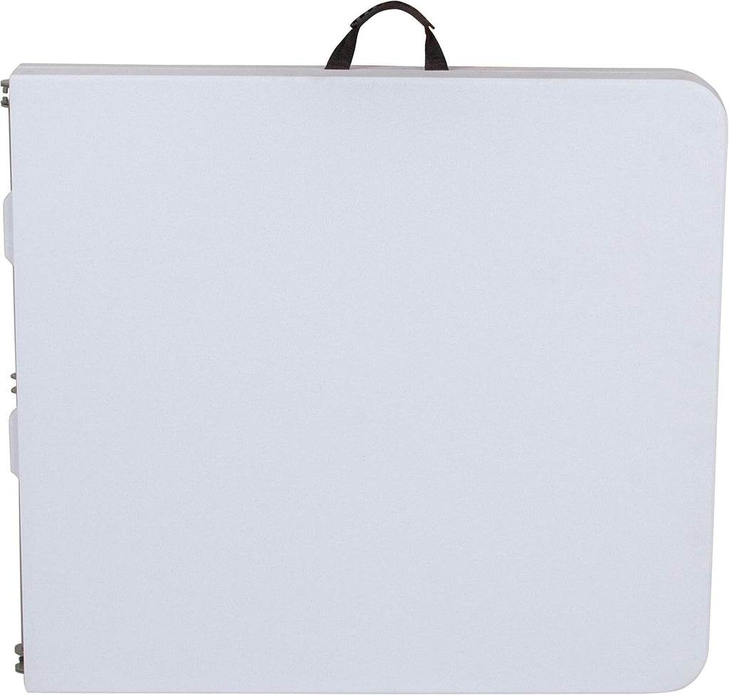 5-Foot Height Adjustable Bi-Fold Granite White Plastic Folding Table with Carrying Handle T99072