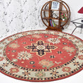 10'x10' Round Red Cream Hand Tufted Wool Area Rug O19679