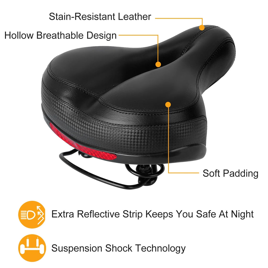 Black Red Bicycle Saddle Replacement with Dual Shock Absorbing Springs X33337