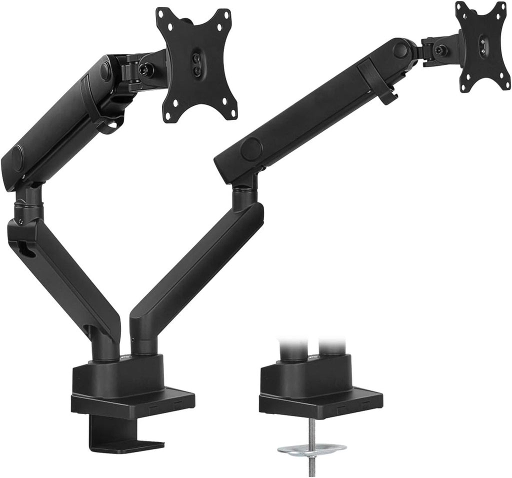 Dual Monitor Arm Mount Desk Stand, Height Adjustable, Fits Two 24 27 29 30 32 Inch VESA 75 100 Screens R617352