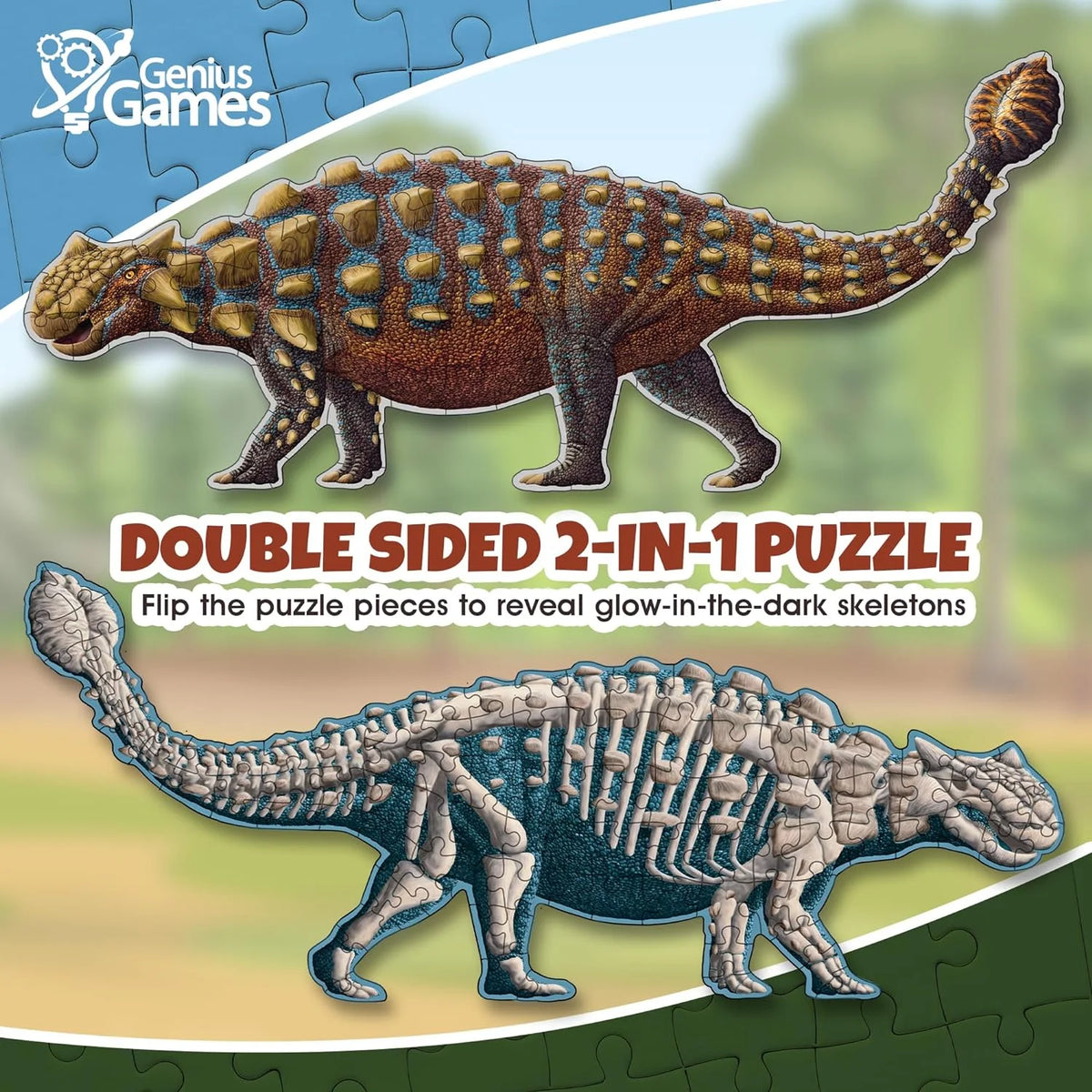 100-Piece Double Sided Glow-in-The-Dark Dinosaur Jigsaw Puzzle J536