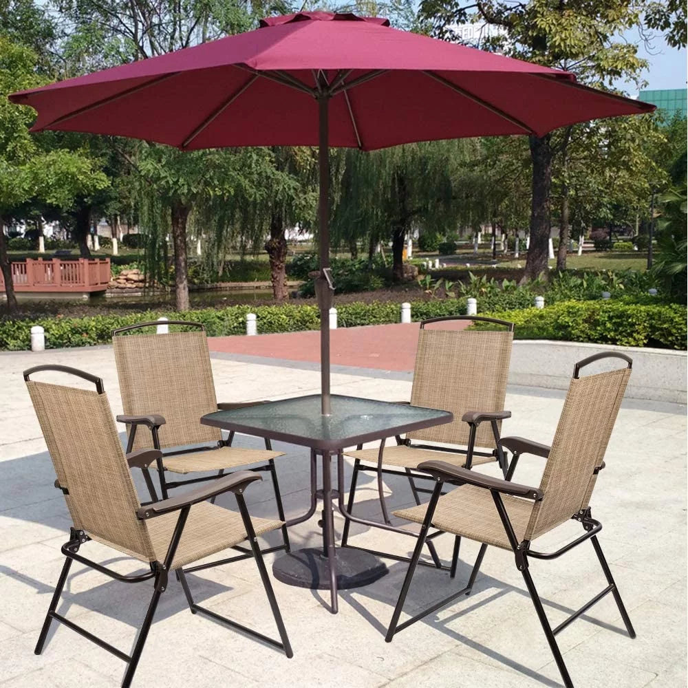 Beige Set of 2 Folding Sling Chair K8801