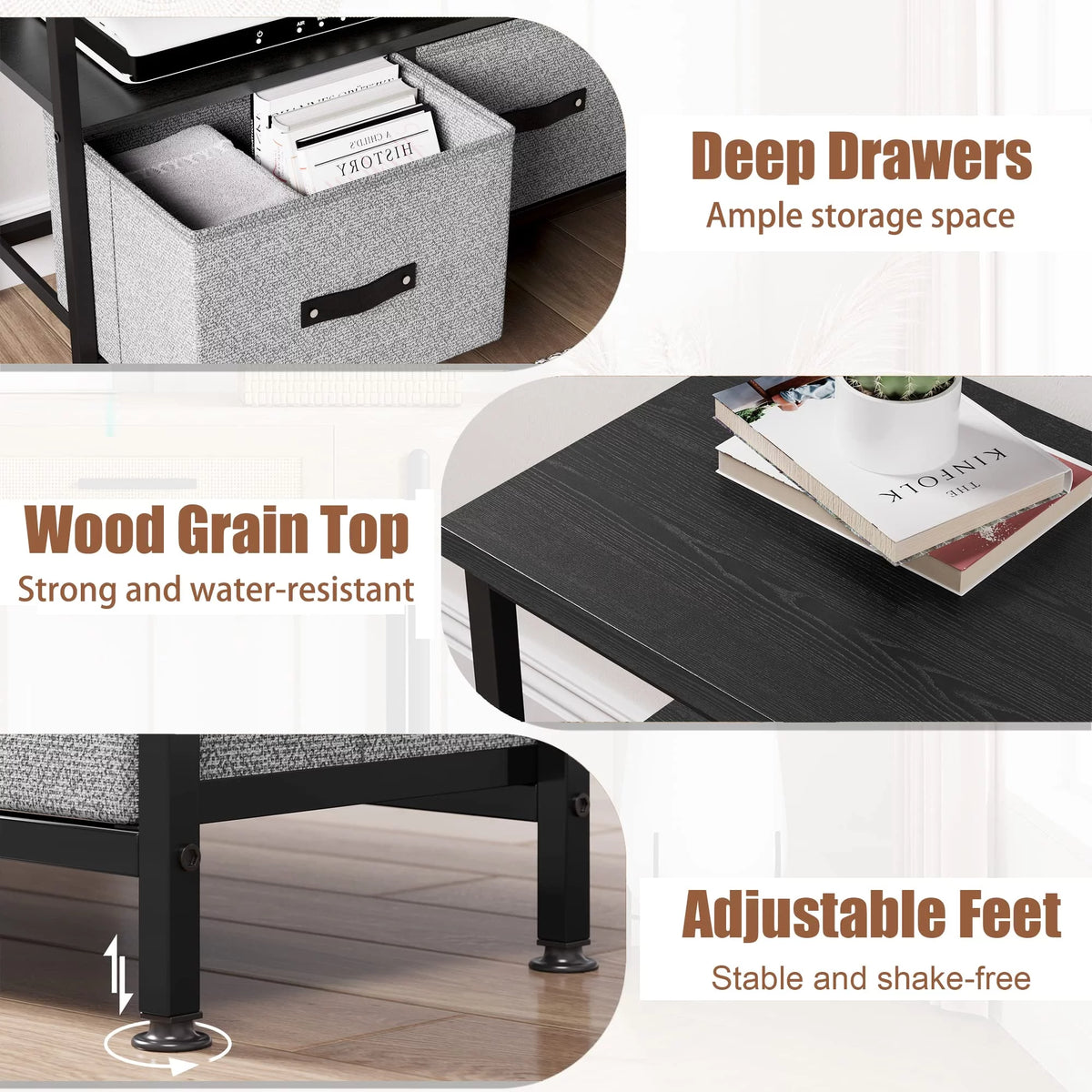 Grey Dresser TV Stand with Drawers and Shelves X9169