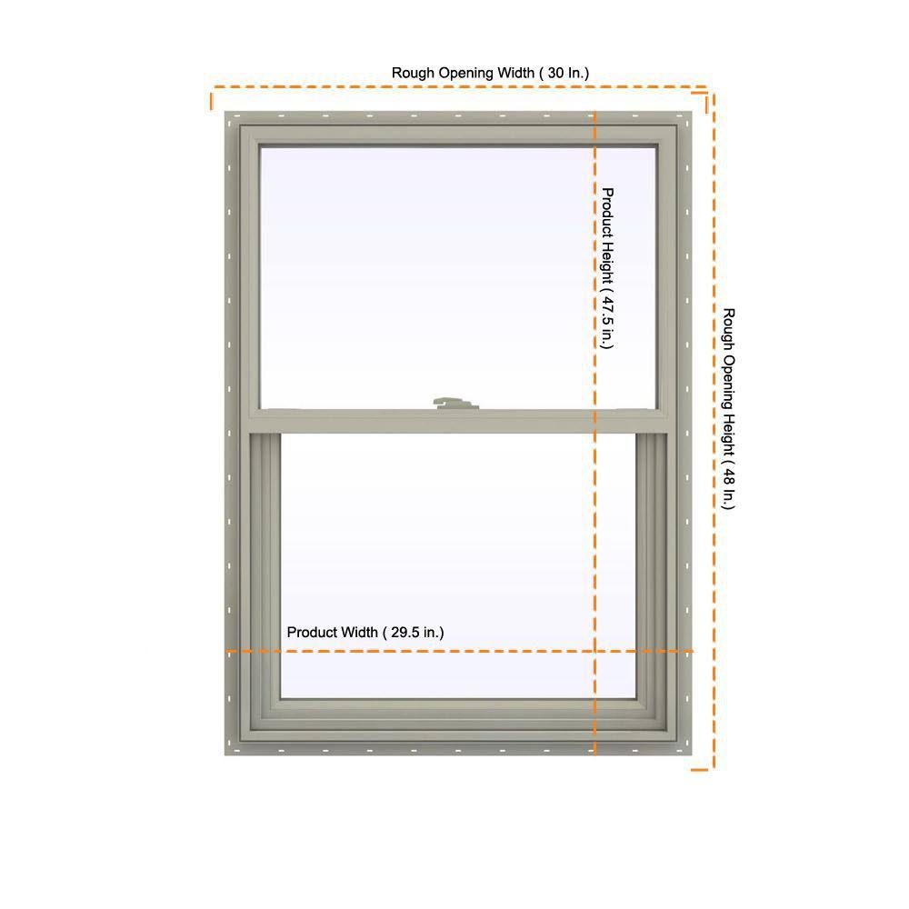 Desert Sand Vinyl Single Hung Window with Fiberglass Mesh Screen P4531