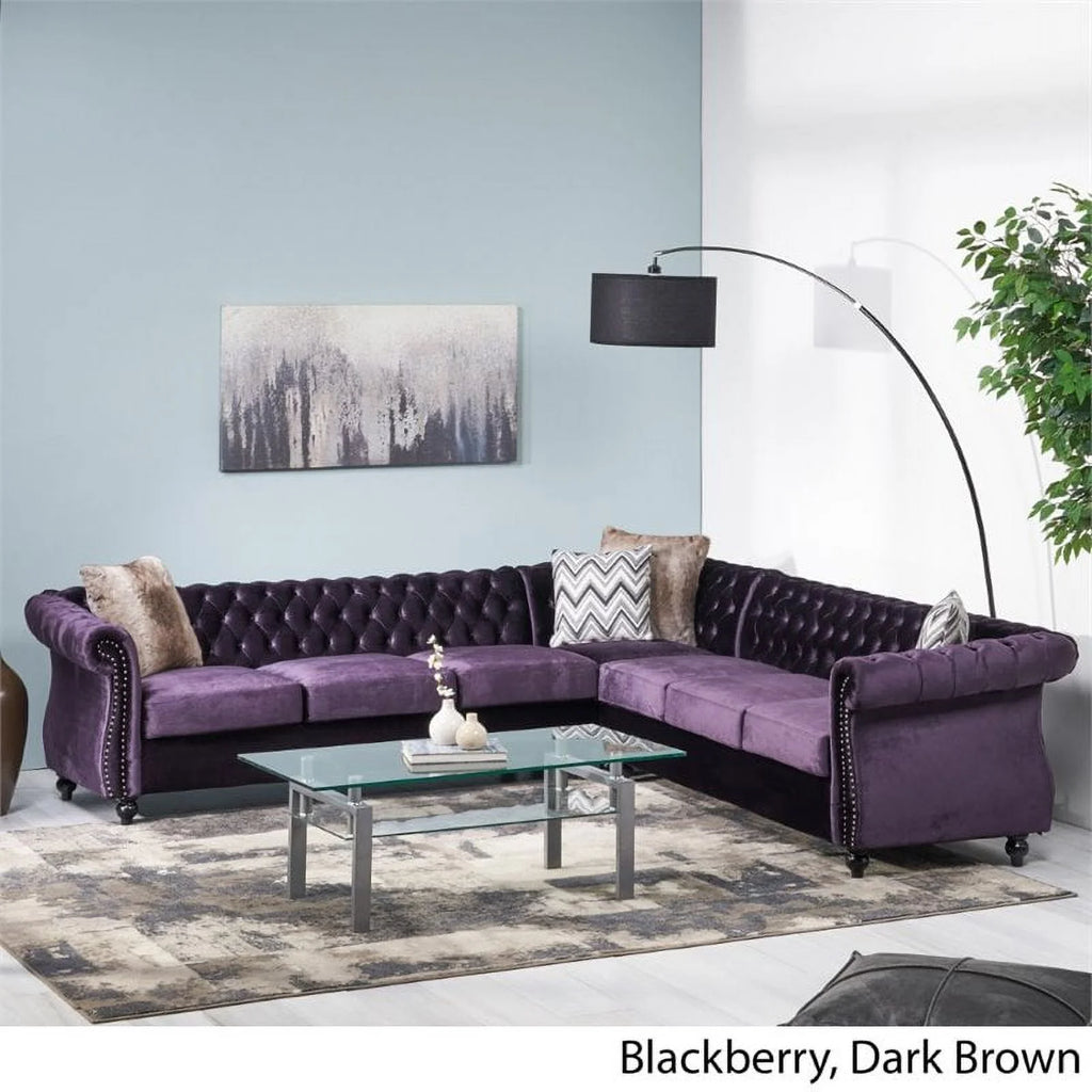 7 Seat Velvet Tufted Chesterfield Sectional V650952